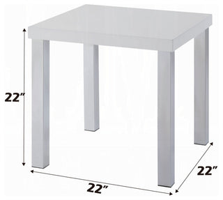 Harta End Table, White High Gloss and Chrome