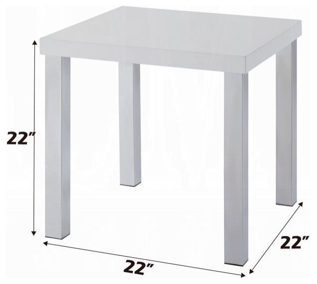 Harta End Table, White High Gloss and Chrome