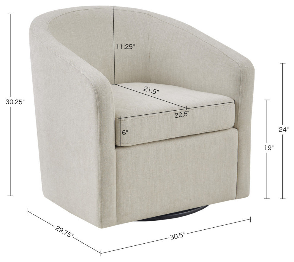 Martha Stewart Amber Low Back Tub Style Swivel Accent Chair, Ivory