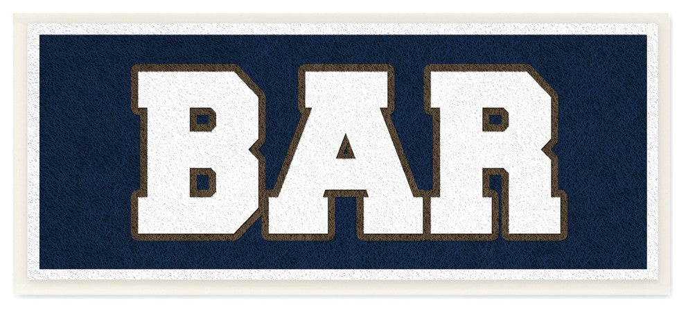 Bar Navy Brown Sports Jersey Look Wall Plaque Art, 7"x17"
