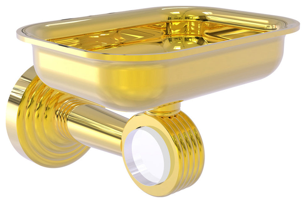 Pacific Beach Wall-Mount Soap Dish Holder with Groovy Accents, Polished Brass