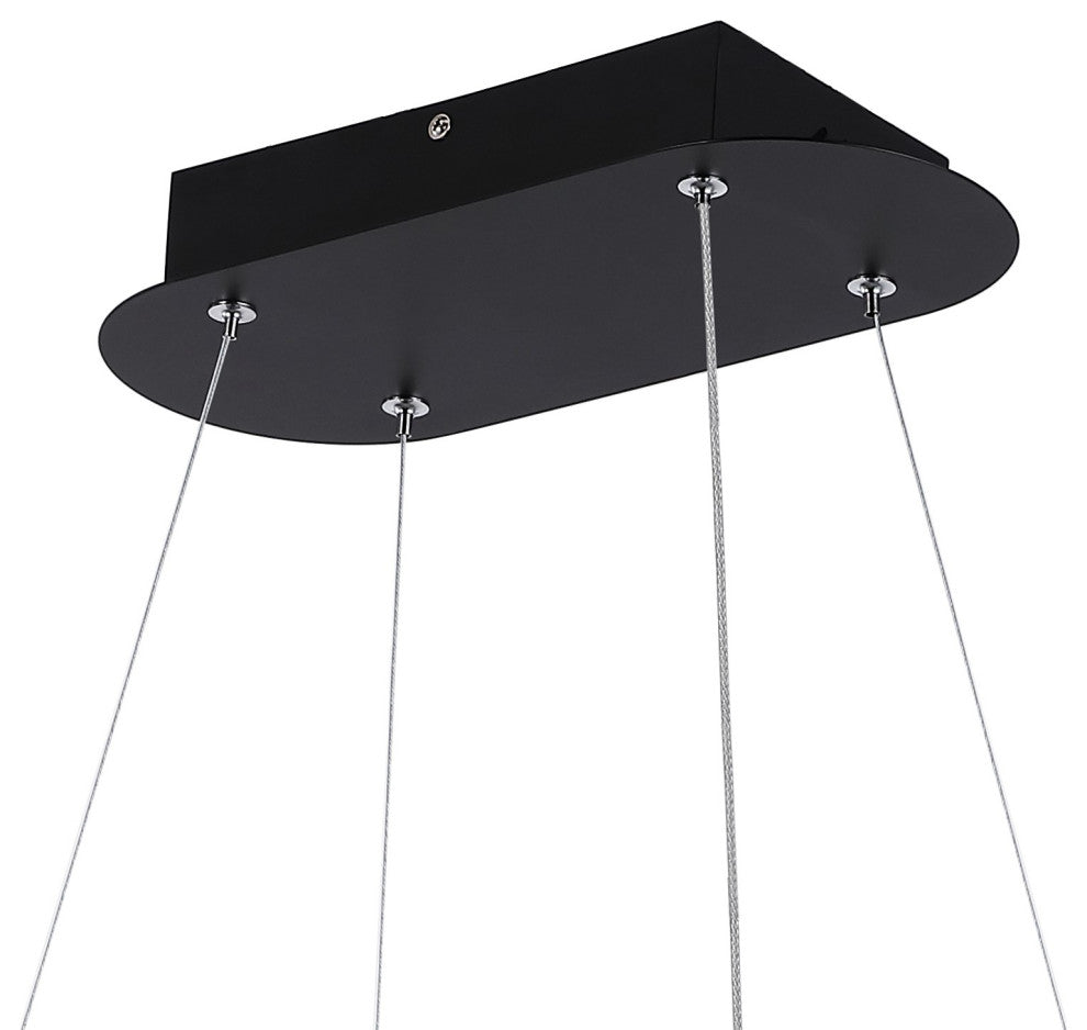Nolan 38.75" Modern Bohemian Iron Linear Integrated LED Pendant, Black