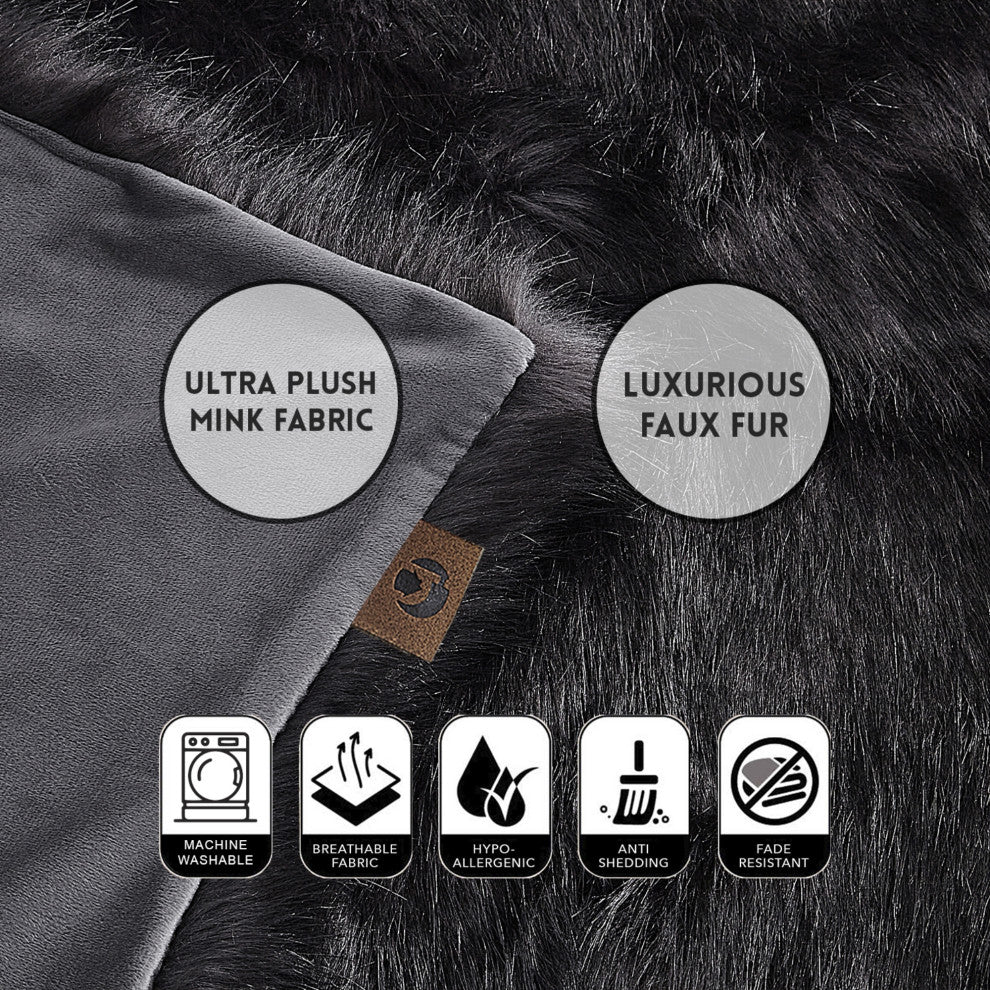 Inspired Home Marquise Throw Cozy, 50"x60", Gray Wolf