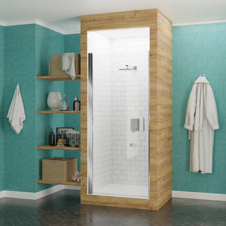 ANZZI Lancer Semi-Frameless Hinged Shower Door, Polished Chrome, 23" X 72"