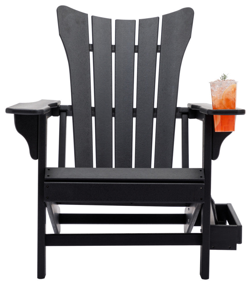 Modern Plastic Weather-Resistant Adirondack Chairs, Black