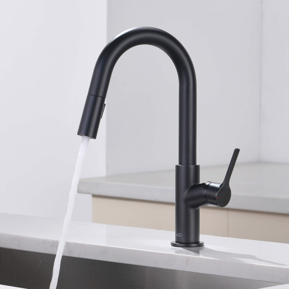 Fusion Single Handle Pull Down Kitchen & Bar Sink Faucet, Matte Black