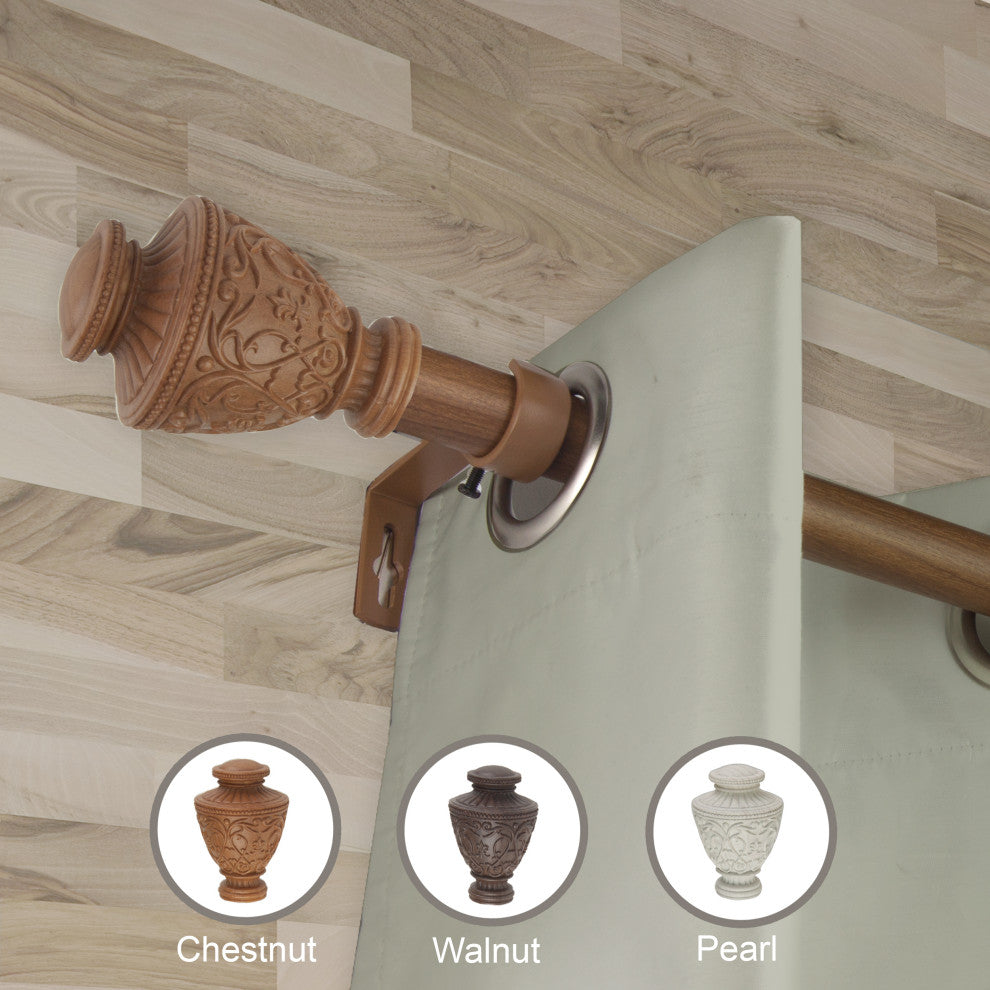 Carolina 1" Diameter Curtain Rod, Chestnut, 120-170"