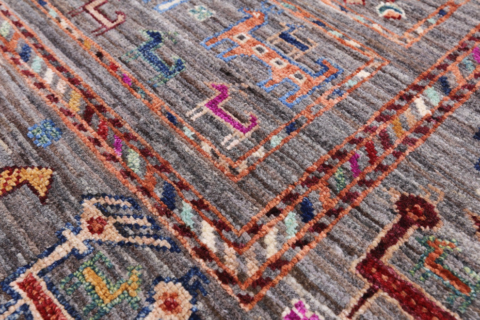 Tribal Persian Gabbeh Hand-Knotted Wool Rug 3' 4" X 4' 10" - Q13840