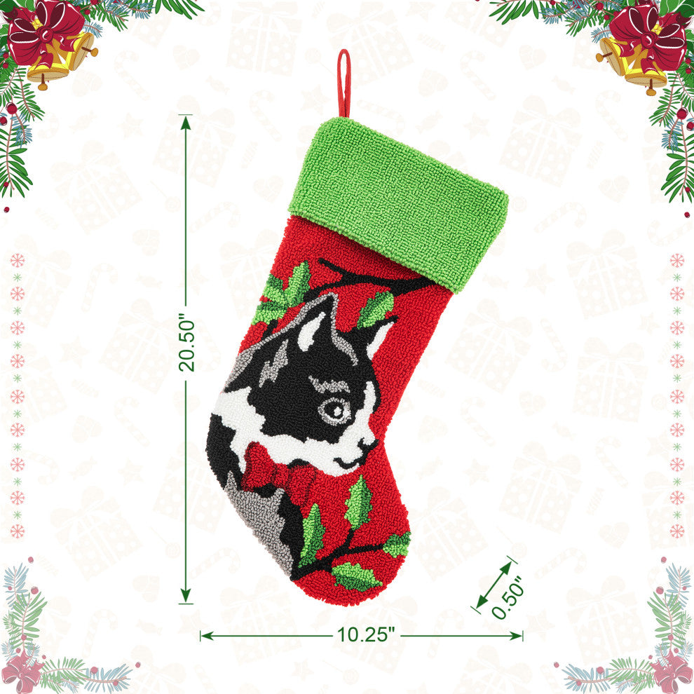 20.5"L Hooked Stocking, Cat