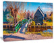 Dutch Buildings in Zaanstad Village, Landscape Canvas Art Print, 60"x28"