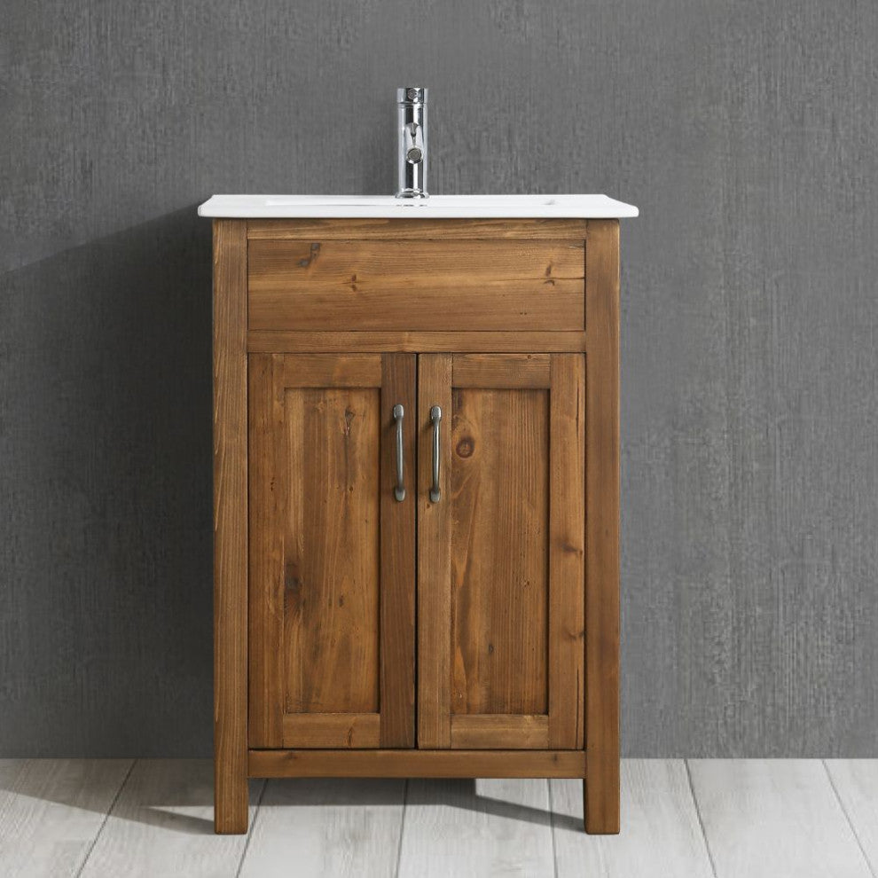 Design Element Bryson 24" Reclaimed Wood Single Sink Bathroom Vanity In Walnut