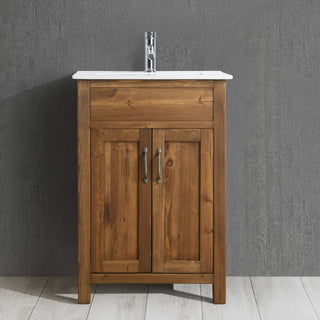 Design Element Bryson 24" Reclaimed Wood Single Sink Bathroom Vanity In Walnut