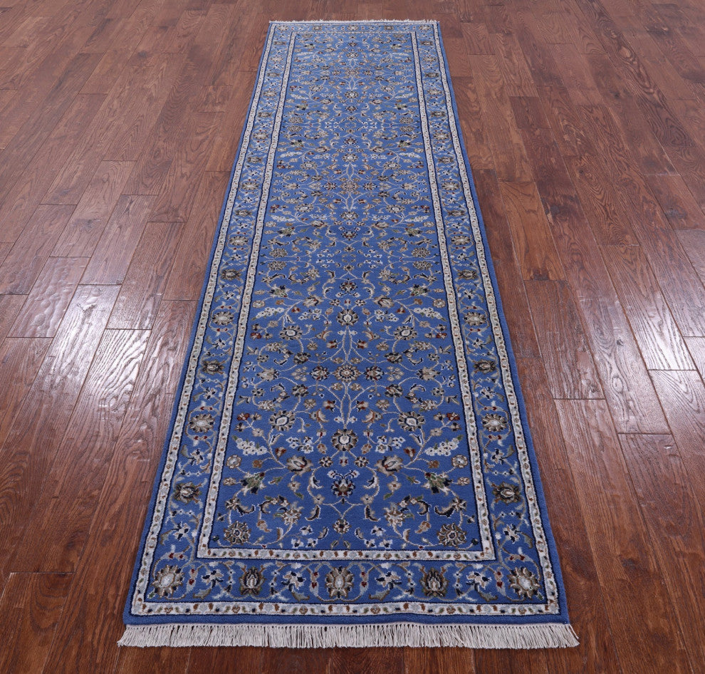 2' 9" X 9' 11" Persian Nain Hand Knotted Wool & Silk Runner Rug - Q13139