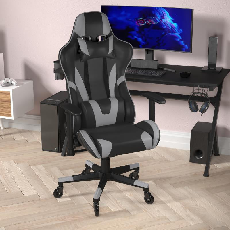 X20 Gaming Office Computer Adjustable Chair with Reclining Back in LeatherSoft,