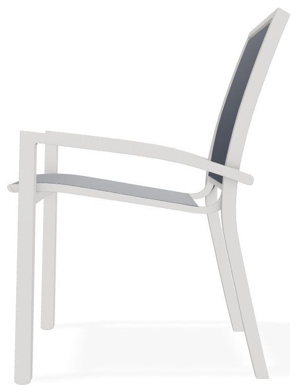 Kendall Sling Stackable Outdoor Dining Chair, Navy/Snow
