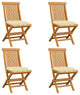Vidaxl Garden Chairs With Cream White Cushions 4-Piece Set Solid Teak Wood
