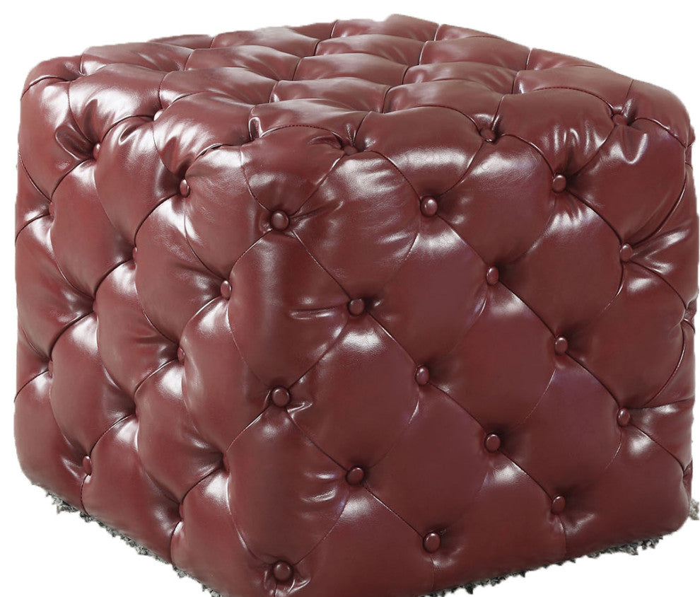 Ottoman, Burgundy Pu Pu, Foam, Tb117-2013 Burgundy Pu