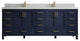 Malibu 84 Double Sink Bath Vanity in Navy Blue 2" Carrara Quartz
