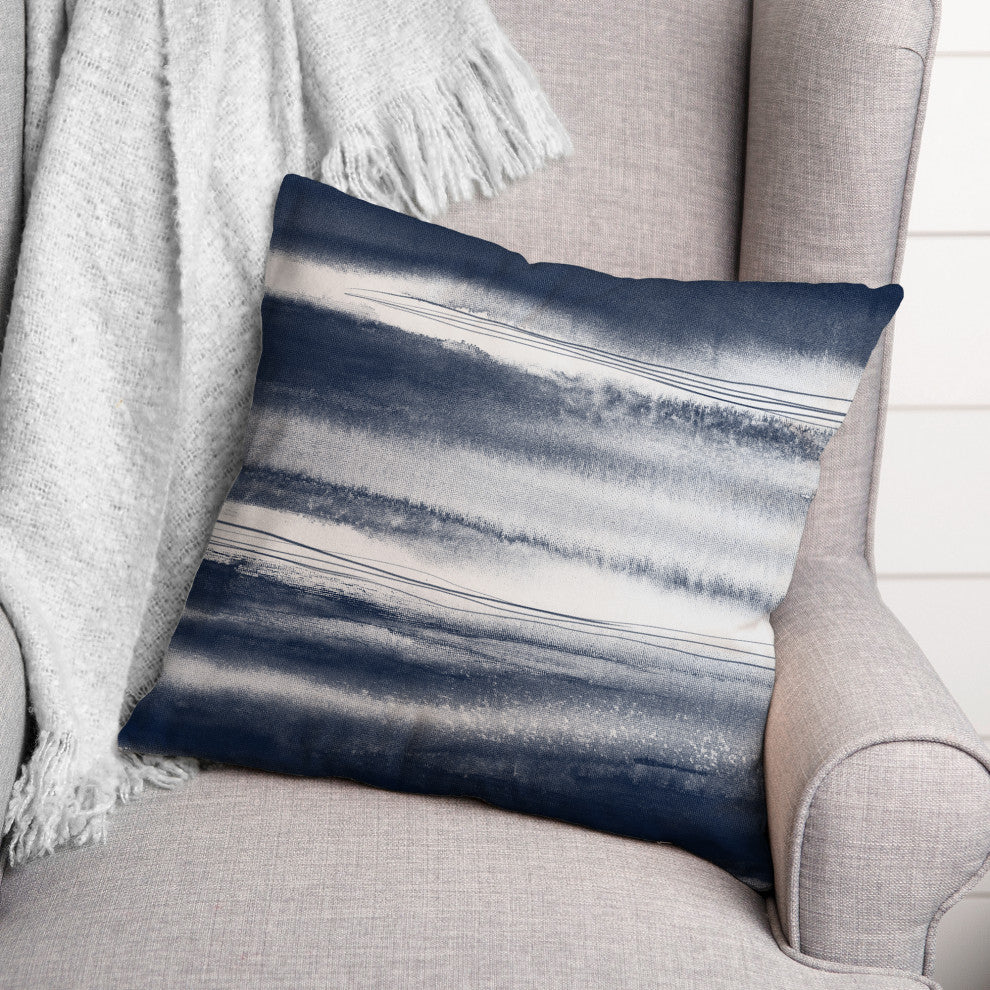 Blue Watercolor Waves 18x18 Indoor/Outdoor Pillow