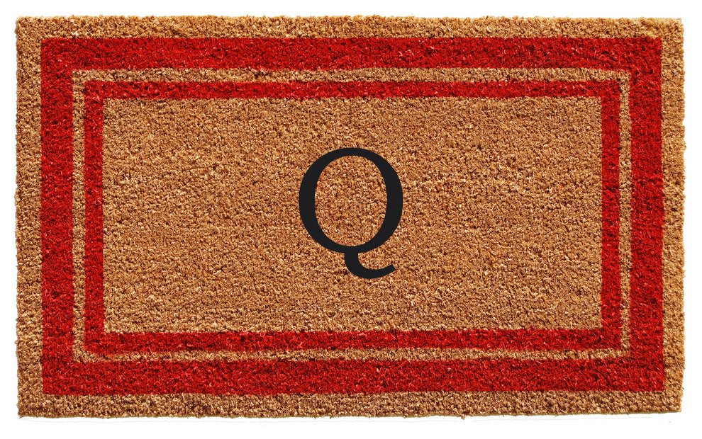 Red Border 24"x36" Monogram Doormat, Letter Q