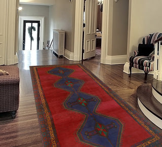 Fine Vintage Distressed Evalina Red/Blue Runner, 5'3 x 11'6