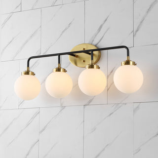 Caleb 30.75" 4-Light Contemporary Transitional Iron/Glass LED Vanity Light