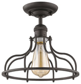 Jaxon 1-Light Rubbed Bronze Semi-Flush Ceiling Fixture 10"
