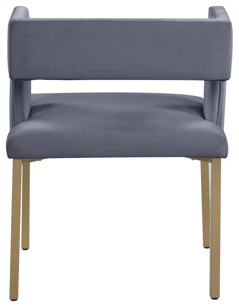 The Caleb Dining Chair, Cream and Brushed Gold, Velvet and Iron, Set of 2