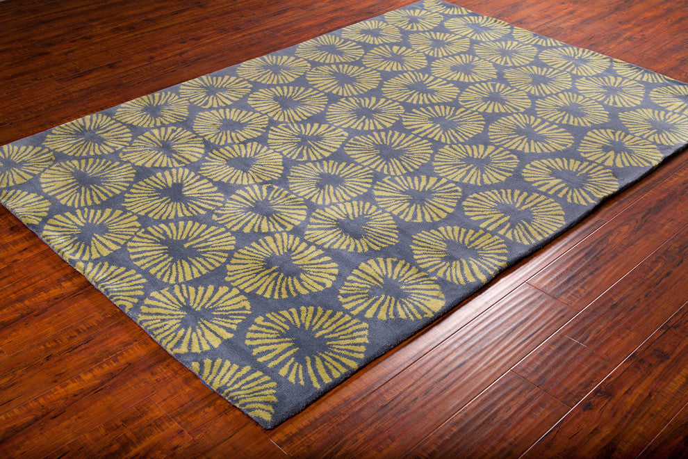 Stella Contemporary Area Rug, Gray and Green, 8''x10''