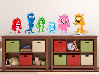 Monsters Fabric Wall Decals, Set of 6 Cute Monsters, Size Small