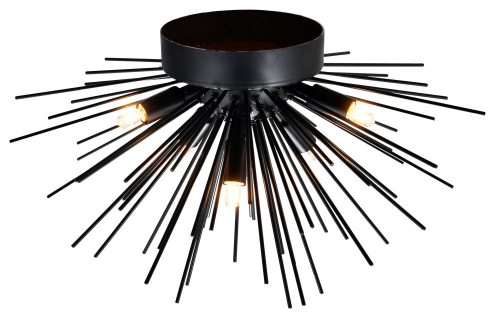 Savannah 6 Light Flush Mount With Black Finish