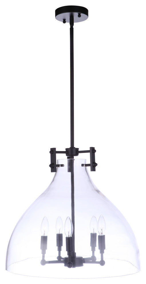 Chardonnay 5 Light Pendant, Flat Black