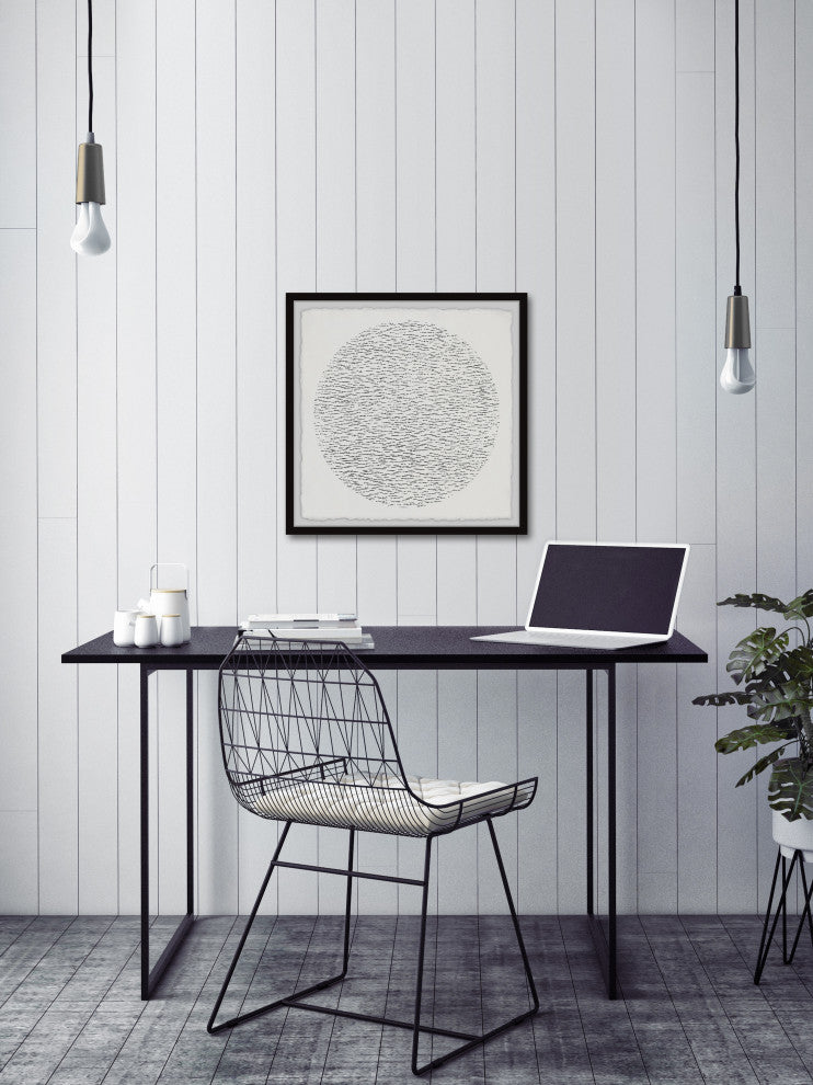 "Static Black" Framed Painting Print, 18x18