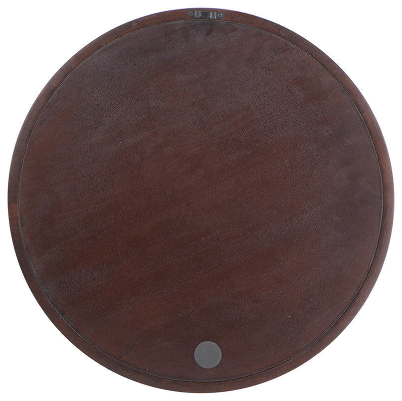 Gewnee Circle Wall Mirror with Wooden Frame, Brown