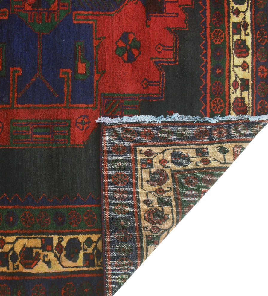 Fine Vintage Distressed Toobah Charcoal/Burgundy Rug, 5'4x8'9