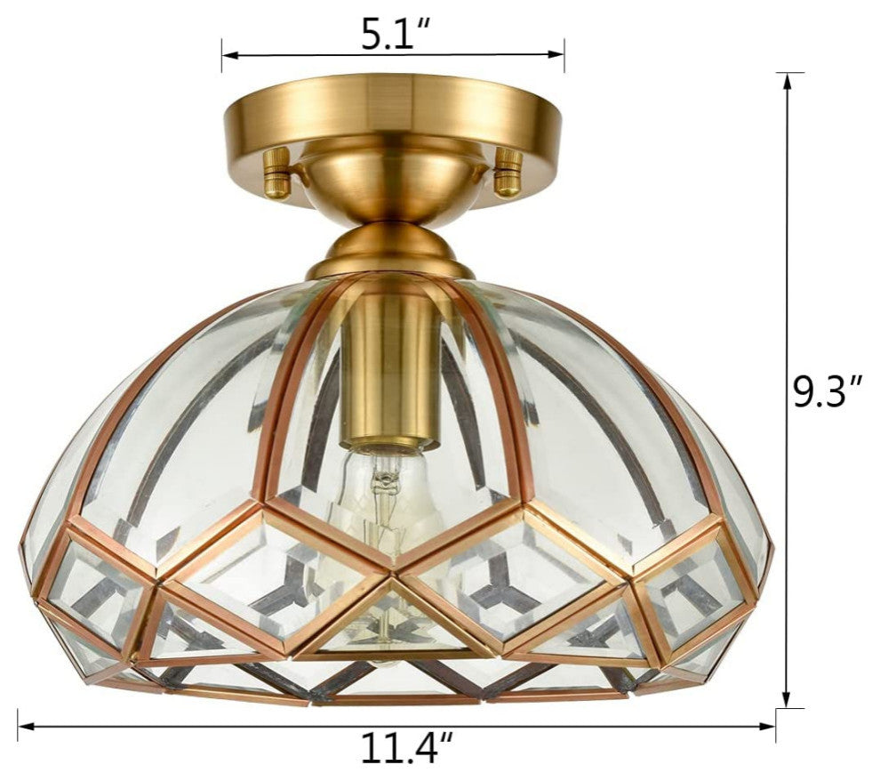 Modern Glass Ceiling Light dome vintage Ceiling Lighting lamp with brass finish