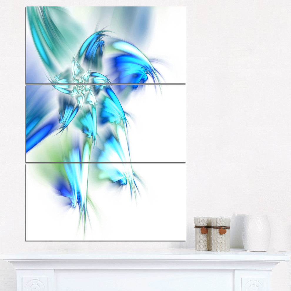 "Blue and Green Fractal Flower" Metal Wall Art, 3 Panels, 28"x36"