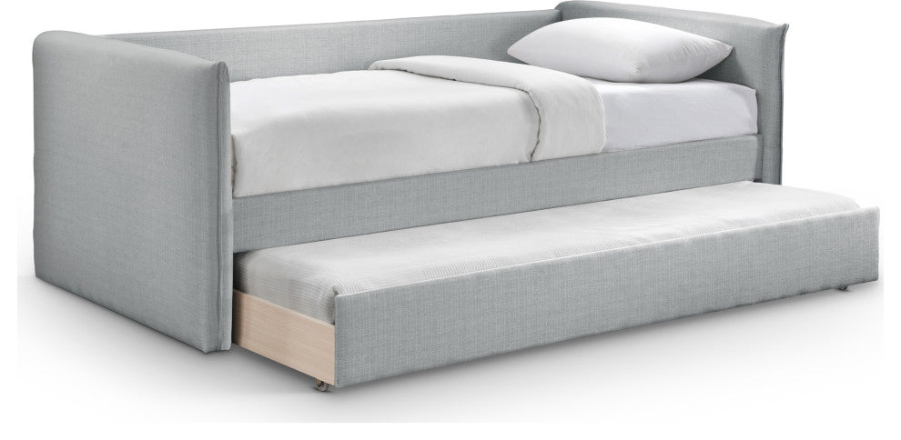 Colton Linen Textured Fabric Upholstered Daybed, Gray