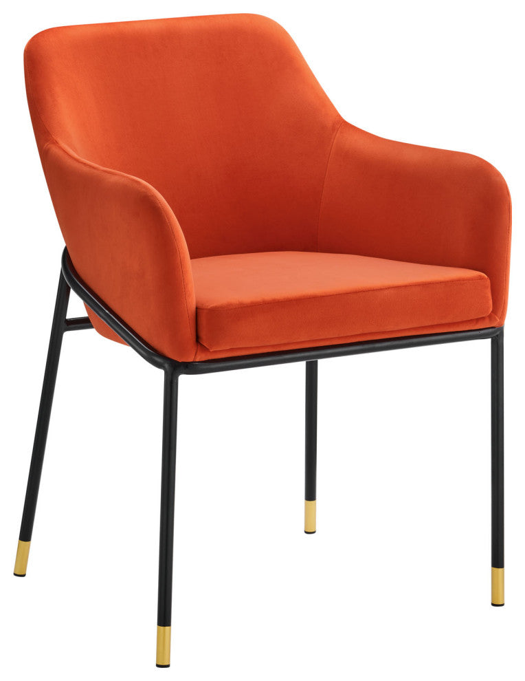 Jovi Performance Velvet Dining Armchair Set of 2, Black Orange