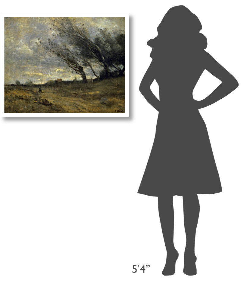 "A Gust of Wind" Digital Paper Print by Jean-Baptiste-Camille Corot, 32"x26"