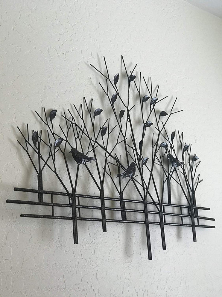 DecorShore Trees and Birds 3D Metal Wall Art Sculpture Home and Office