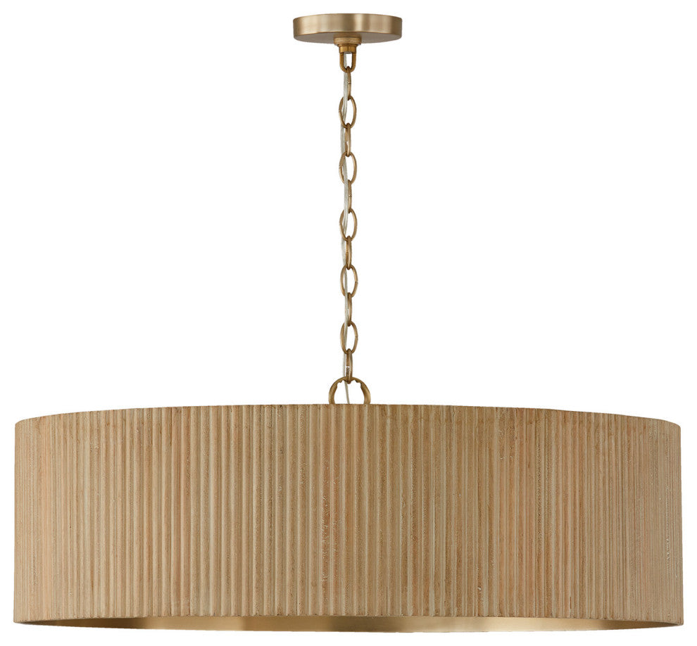 Capital Lighting 450741 Donovan 4 Light 31"W Wood Pendant - White Wash / Matte