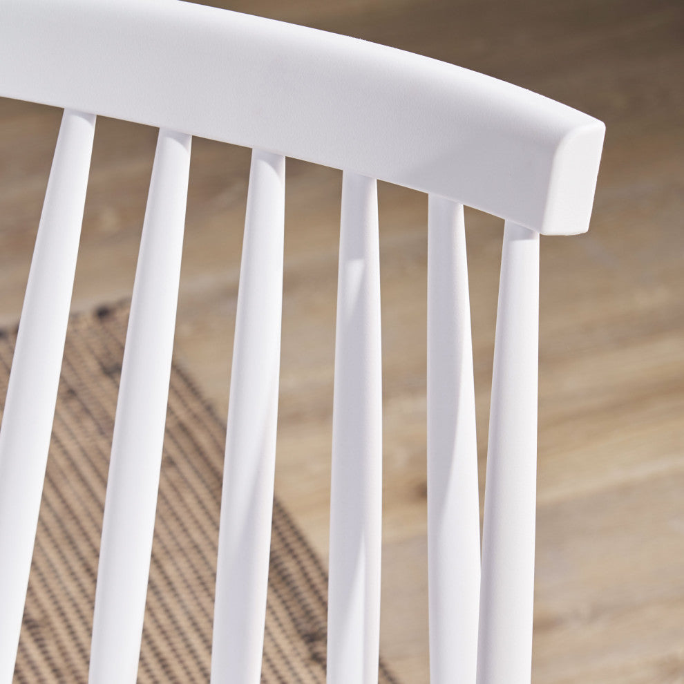 GDF Studio Farmhouse Spindle Back Dining Chairs, Polypropylene, Set of 2, White