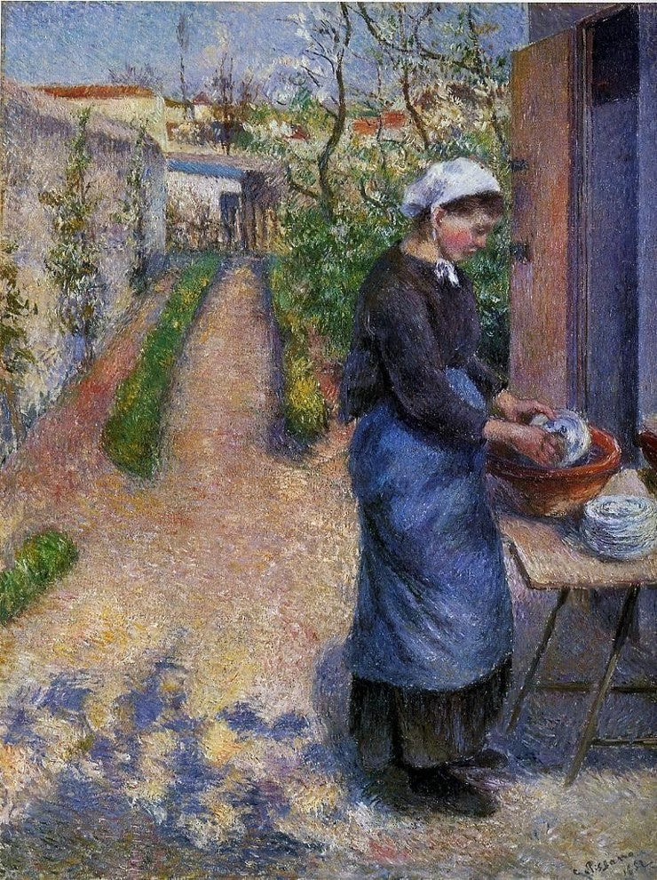 Camille Pissarro Young Woman Washing Plates, 21"x28" Wall Decal
