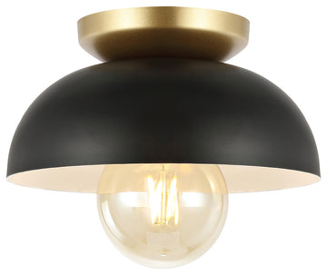Paulina 8.5" 1-Light Iron LED Flush Mount, Black/Gold Painting