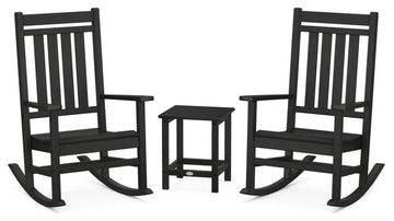Estate 3-Piece Rocking Chair Set, Long Island 18" Side Table, Black