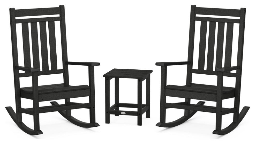 Estate 3-Piece Rocking Chair Set, Long Island 18" Side Table, Black