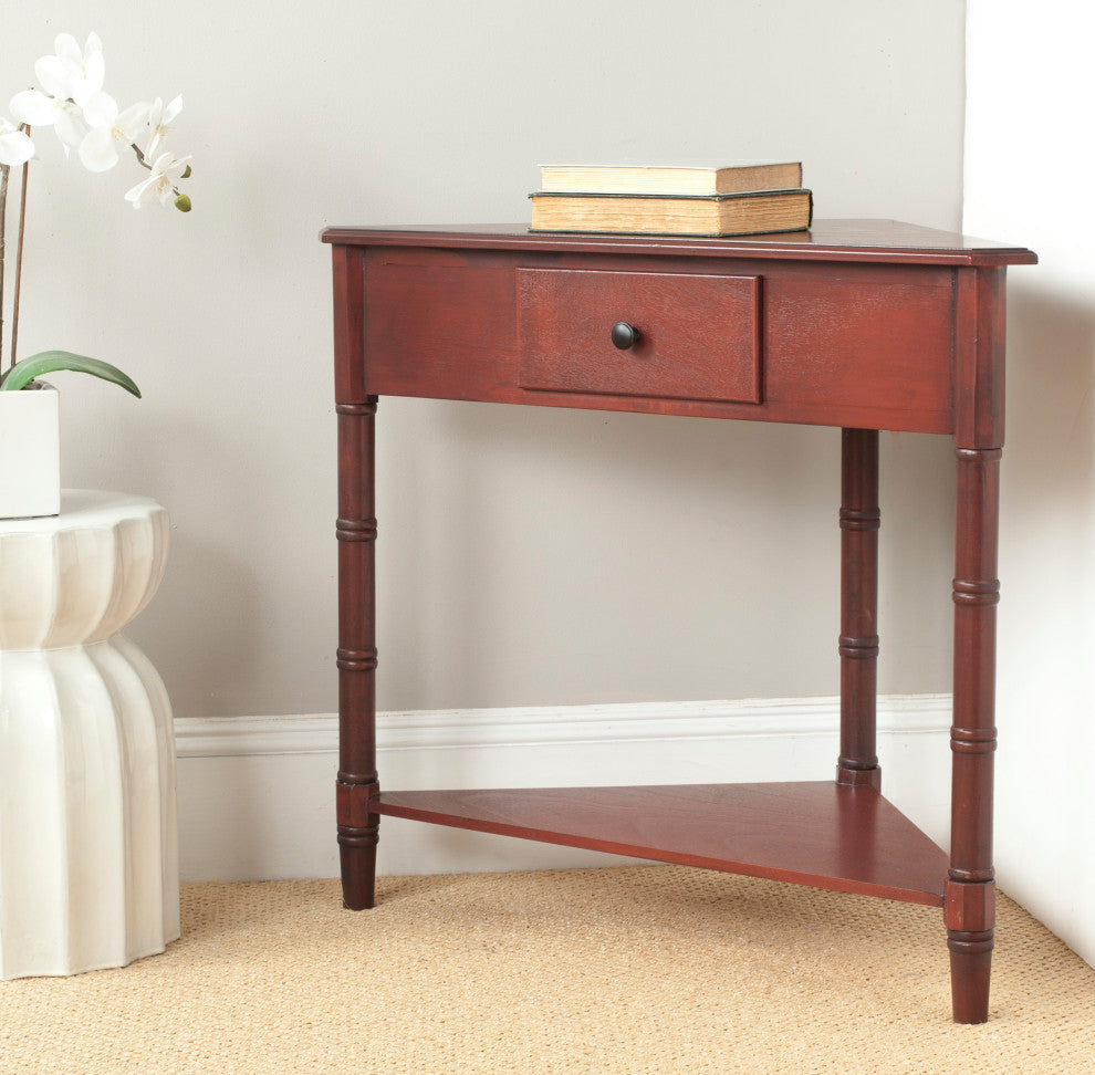 Safavieh Gomez Corner Table With Storage Drawer, Red