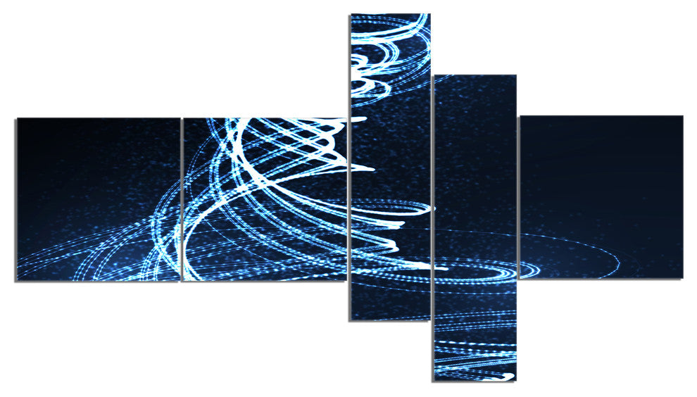 3D Illuminated Helix Shapes, Abstract Canvas art print, 60"x32", 5 panels