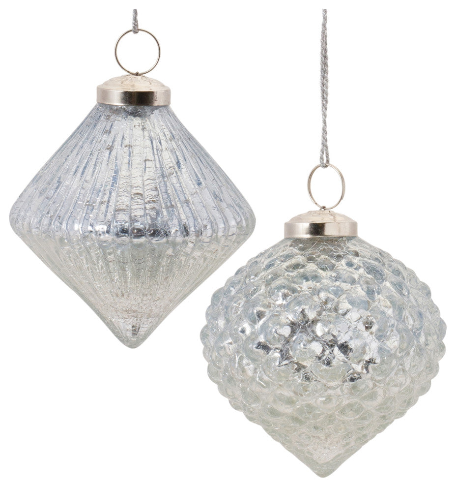 Textured Mercury Glass Ornament, 6-Piece Set